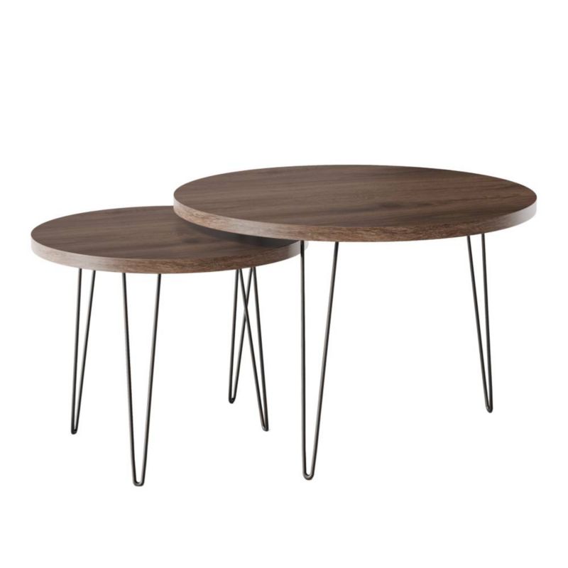 Stolik kawowy KOLM okrągły fi 68 cm i fi 50 cm LAPP Dąb Czekoladowy 1szt.