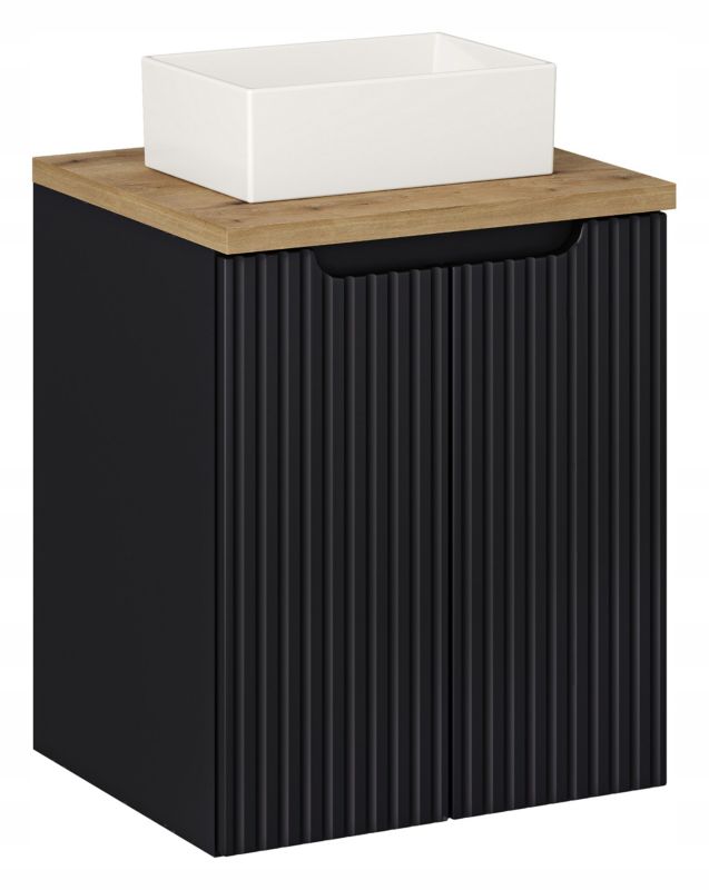 Szafka pod Umywalkę łazienkowa 50 cm Wisząca z Blatem Dąb Nova Black Czarna z Umywalką Furnidea 1 szt.