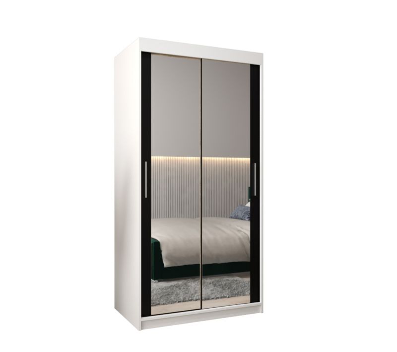 Szafa przesuwna Garderoba Abiks Tokyo 3 100 biały + czarny 1 szt.