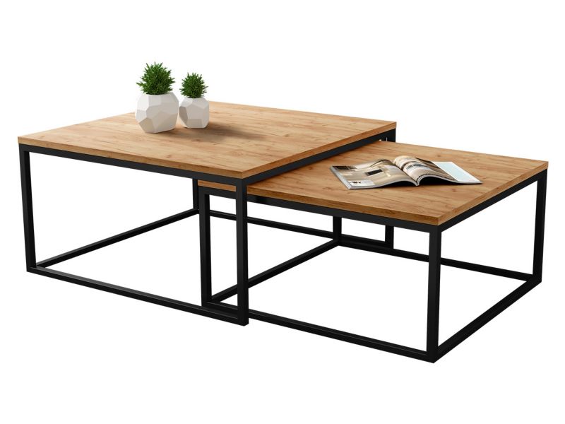 Stolik kawowy MIRJAN 24 Dual czarny/dąb craft złoty 1 szt.