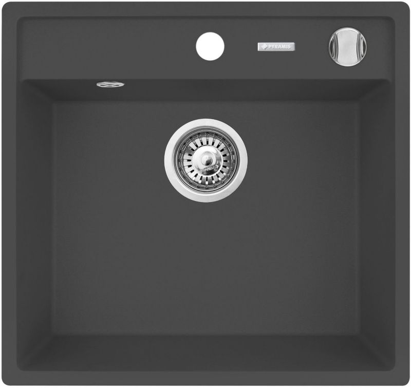 Zlewozmywak Pyramis Camea granitowy 53x50cm karbon 1-komorowy, syfon 1 szt.