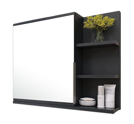 Szafka łazienkowa z lustrem Better Home 60 x 50 x 14 cm, Czarna, Prawa, 1 szt.