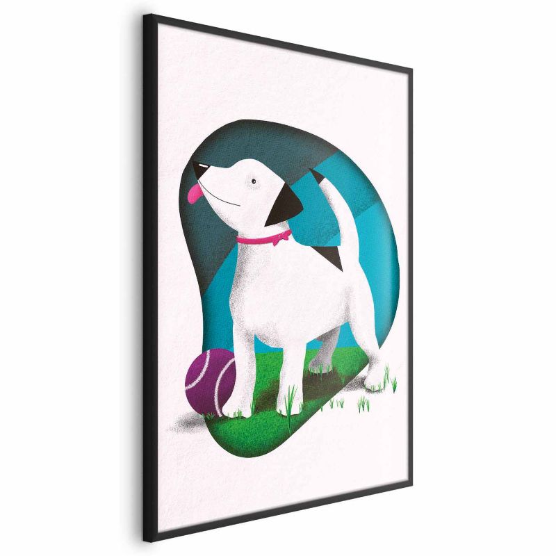 Plakat Artgeist Pies i piłka 40x60 cm z ramą czarną 1 szt