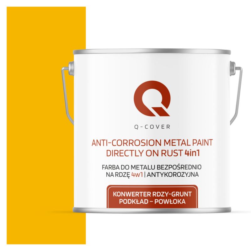 Farba do Metalu Prosto na Rdzę 4w1 Q-Cover Żółty kadmowy RAL1021 Mat 5L
