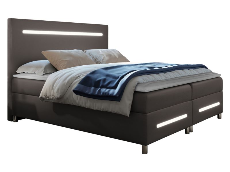 Łóżko kontynentalne MIRJAN 24 Enter LED 140x200 ekoskóra mysi szary 1 szt.