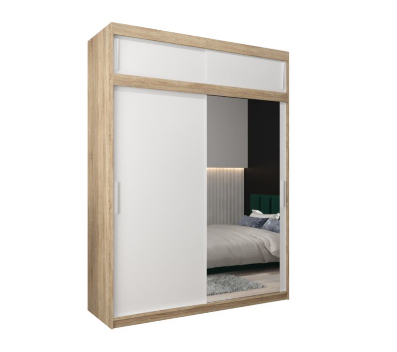 Szafa przesuwna Garderoba Abiks Tokyo 2 180 sonoma + biały z nadstawką 1 szt.