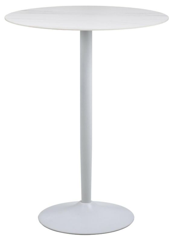 Stół barowy okrągły Malta ACTONA blat biały marmur 80 cm nowoczesny do kuchni i jadalni 1 szt.