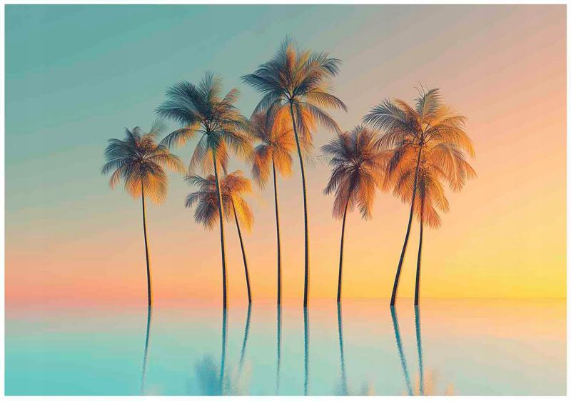 Fototapeta Morze Palmy Do Salonu Sypialni Kuchni WALLARENA 400x280 cm Tapeta Na Flizelinie 1 szt.