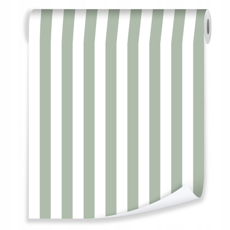 Tapeta WALLARENA Do Sypialni Salonu Na Flizelinie Pasy Skandynawski Linie Zielony 50x1000 cm T16066VE 1 szt.
