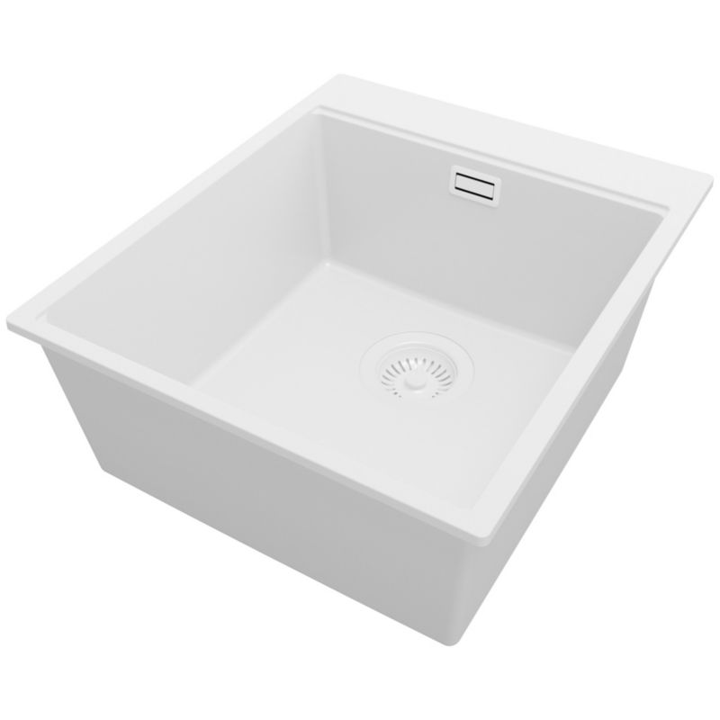 Zlewozmywak Oslo PRIMAGRAN Nablatowy 43x50cm do szafki od 45cm z Syfonem Cały Biały 1 szt.