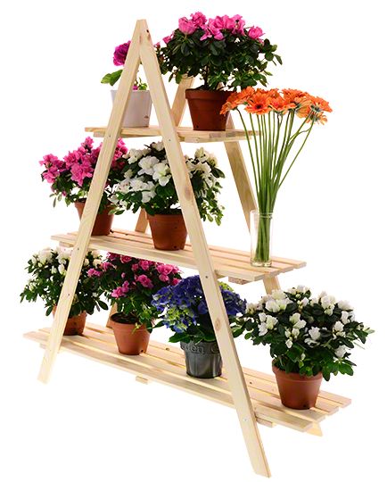 Kwietnik drewniany MODO24 stojak do ekspozycji 107 x 101 x 26 cm naturalny 1 szt.