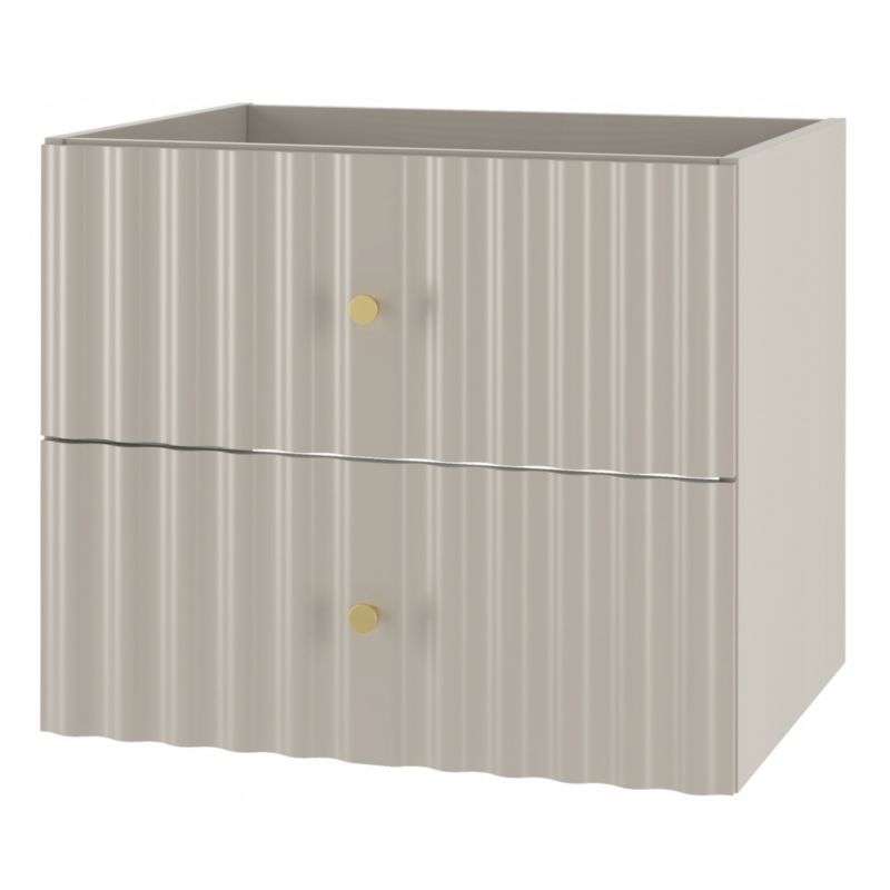 Szafka łazienkowa Furnidea 60 cm kaszmir ryflowane fronty złote uchwyty Aqua 1 szt.