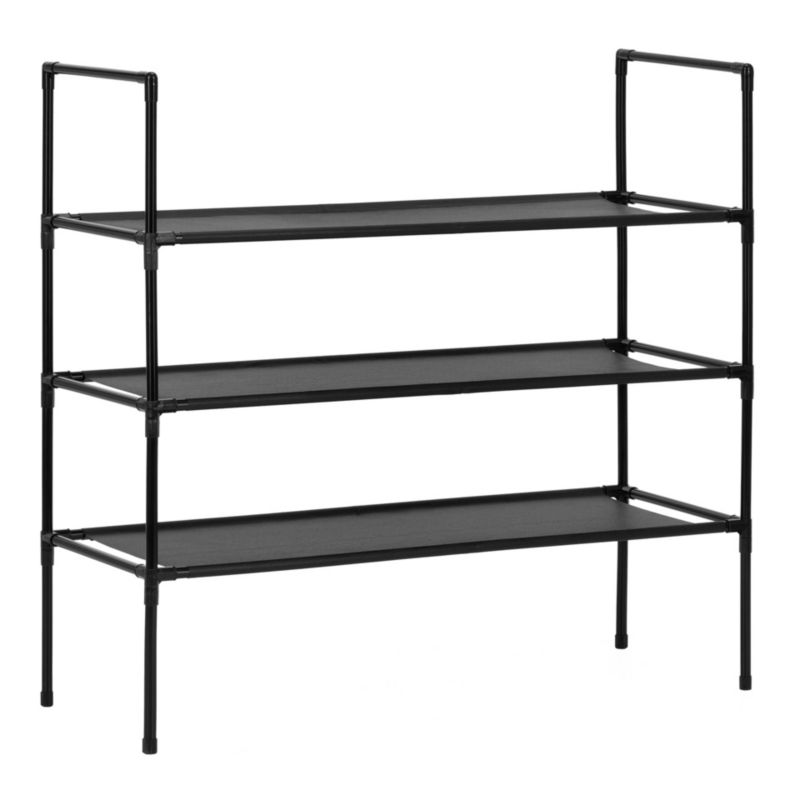 Stojak na buty Springos 3 poziomy regał metalowy 70x72x28 cm czarny 1 szt.