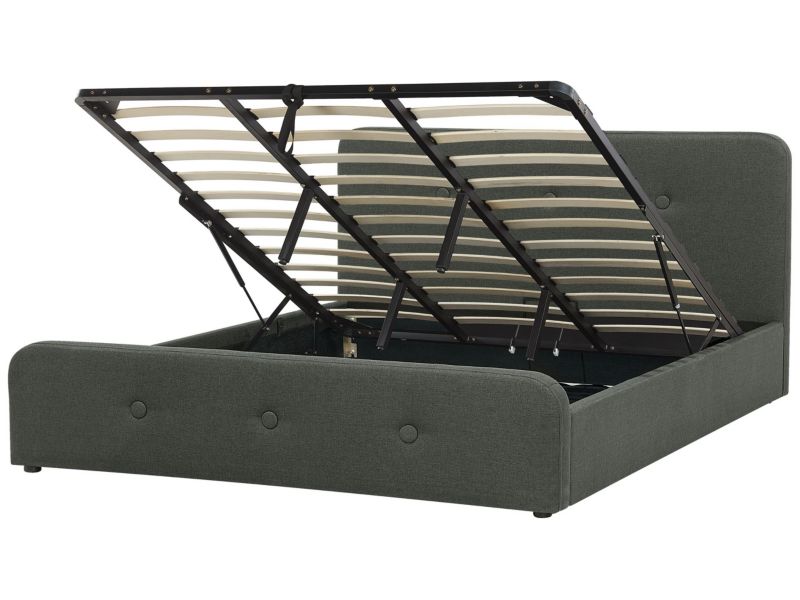 Łóżko z pojemnikiem tapicerowane 180 x 200 cm ciemnoszare Rennes 1 szt.