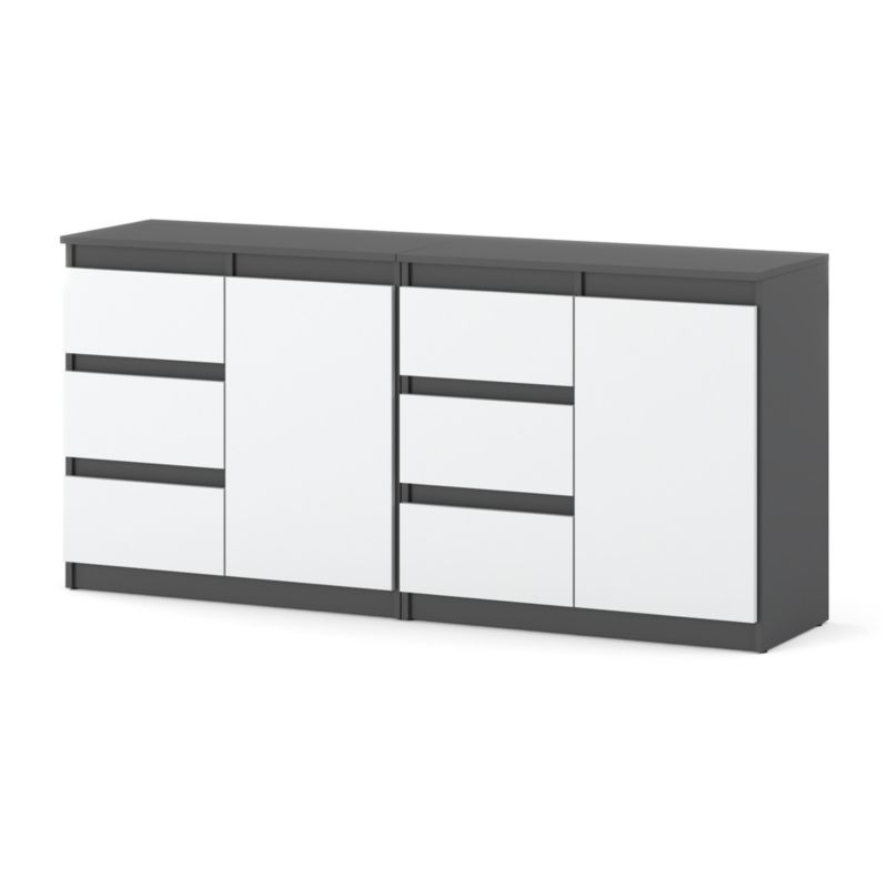 Komoda Hurtownia-Mebli Szuflady 6 Agna Mini 160cm Szary Mat Biały Mat 160x35x75 cm 1szt.