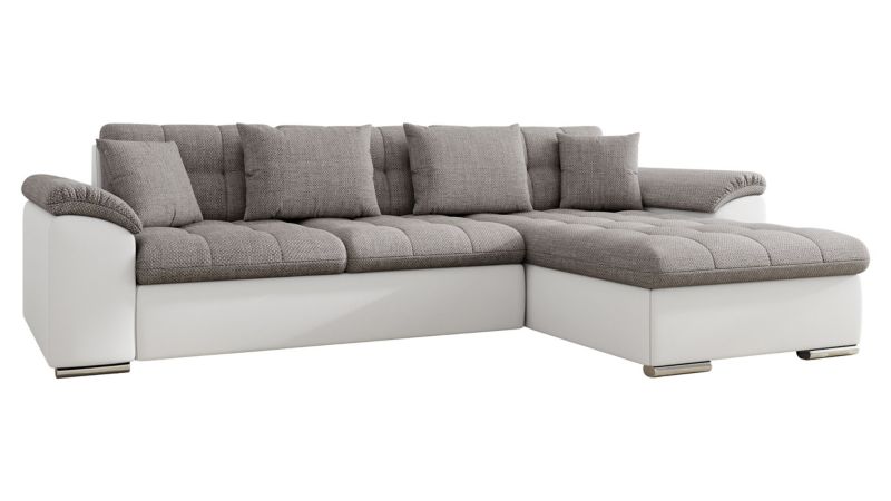 Narożnik z funkcją spania MIRJAN 24 Diana prawy biała ekoskóra/ciemnobeżowa plecionka 1 szt.