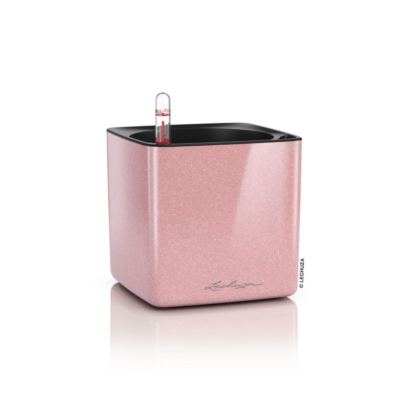 Doniczka Lechuza Do Domu Ogrodu CUBE Glossy 14 Kaszmirowy Połysk 1 szt