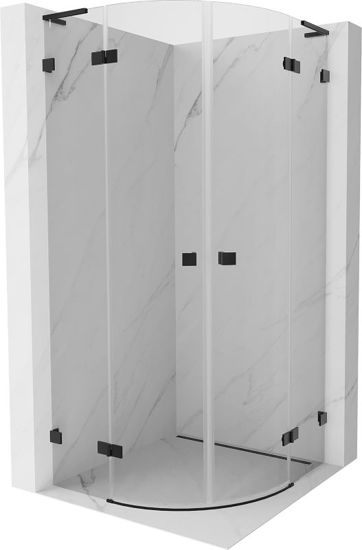Kabina prysznicowa Mexen Lunar L półokrągła uchylna 100 x 100 cm transparent czarna 1 szt.