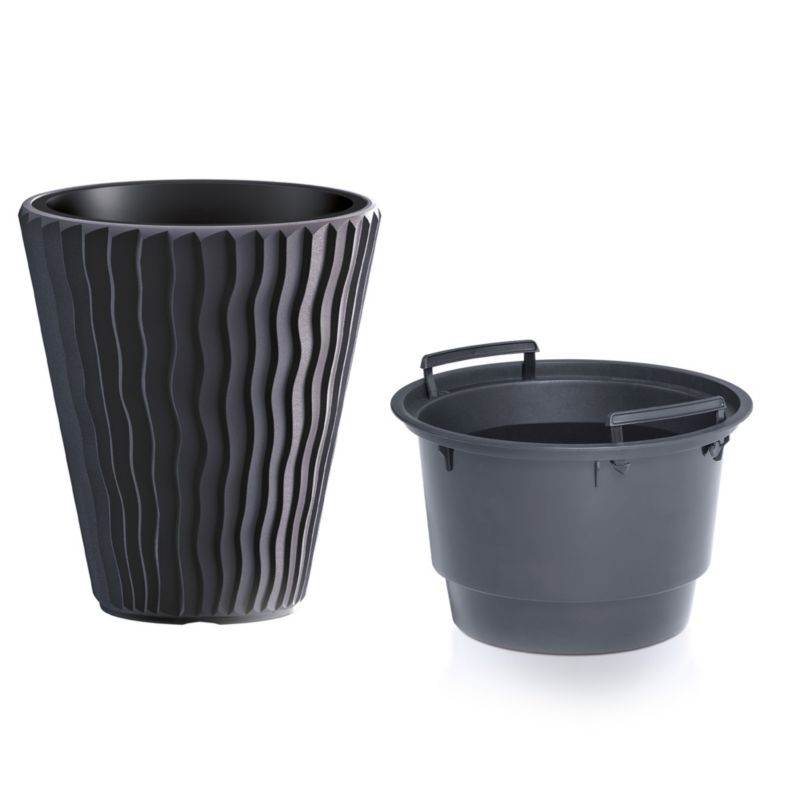 Doniczka EDANTI Ogrodowa 39 cm Okrągła Na Taras Do Domu Antracytowa 1 szt.