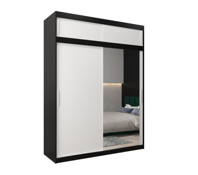 Szafa przesuwna Garderoba Abiks Tokyo 2 180 czarny + biały z nadstawką 1 szt.