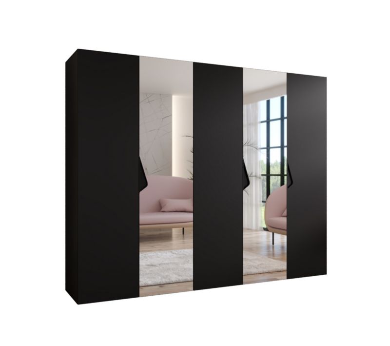 Szafa uchylna z lustrem otwierana Abiks SANDI 2 250 wys 202 cm Czarny + Czarny 1 szt