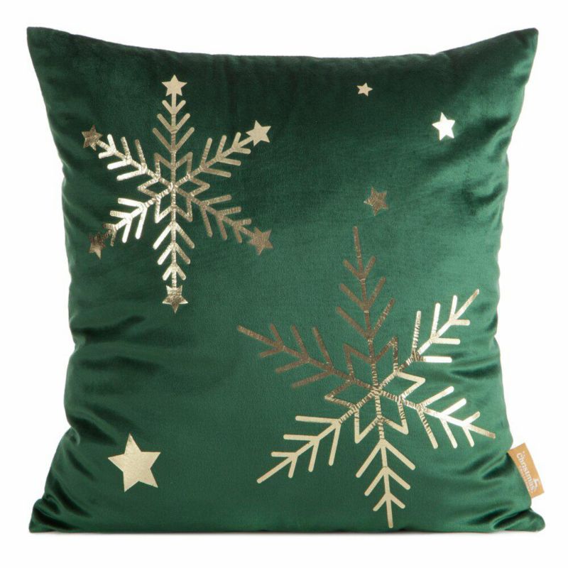 Poszewka 237 Eurofirany Świąteczna na poduszkę 45x45 cm Zielona Gwiazdki 1 szt.