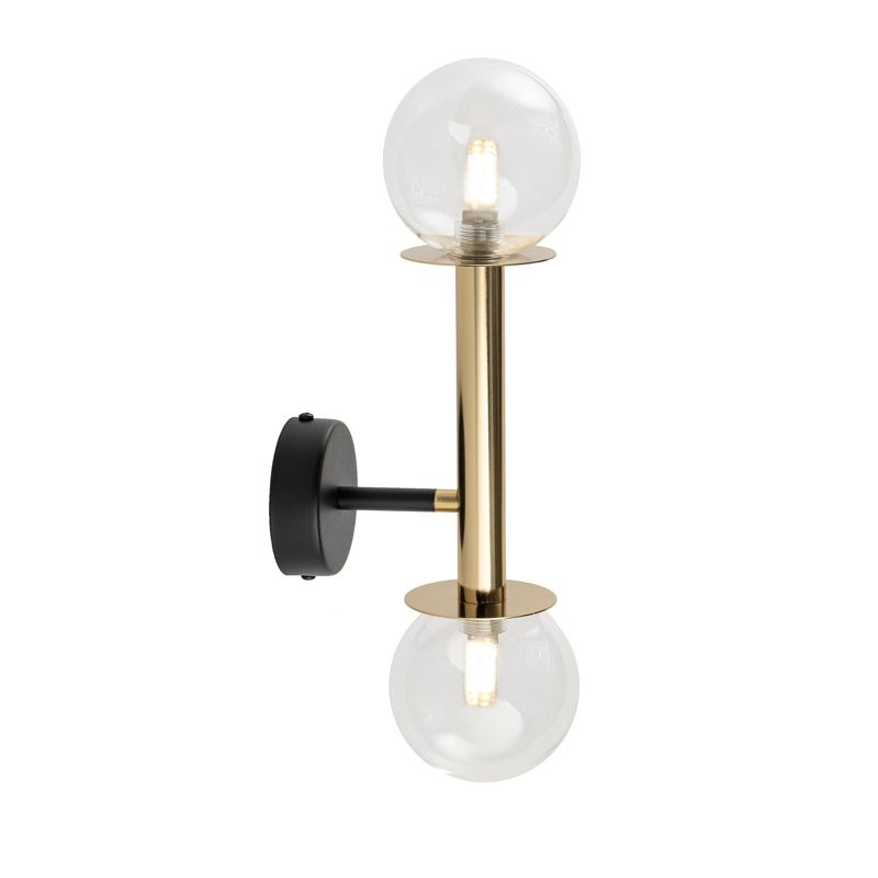 Kinkiet ścienny Sigma Lighting Daisy czarno-złoty-przezroczysty styl minimalistyczny 2 x G9 x IP20 wym: 37 x 10 x 15 cm - 1 szt.