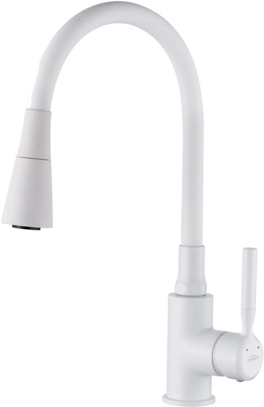 Bateria kuchenna Invena Pogo Plus biała - elastyczna wylewka, 2 strumienie, oszczędna 1 szt.