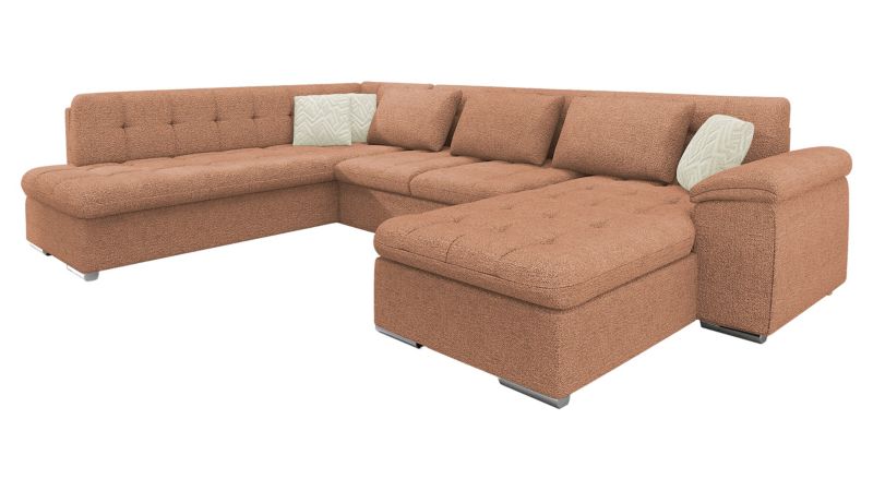 Narożnik z funkcją spania MIRJAN 24 Niko Premium prawy brzoskwiniowy + kość słoniowy 1 szt.