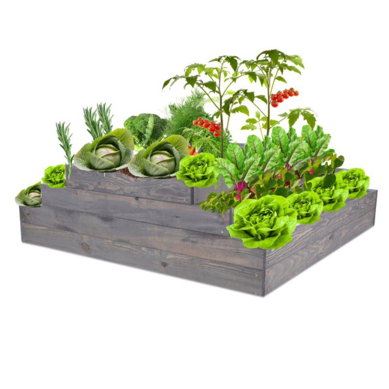 Skrzynia warzywna MODO24 regulowana donica 36x117x100 cm szare impregnowane drewno 1 szt