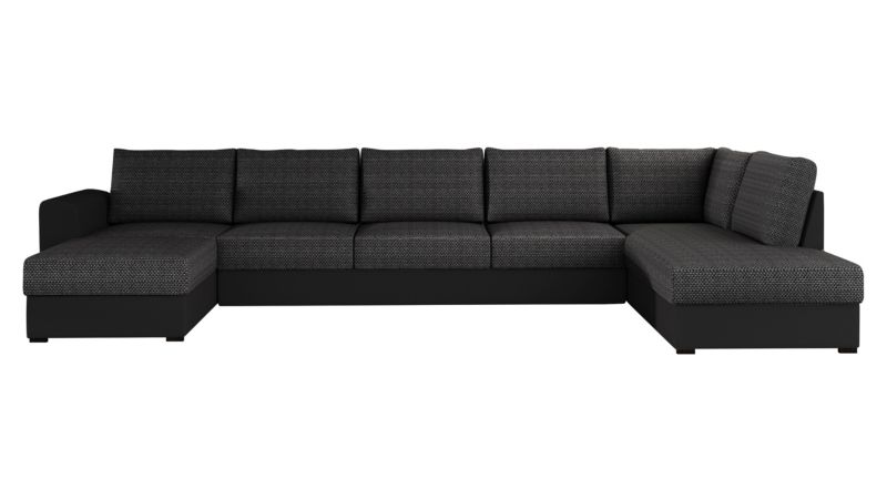 Narożnik z funkcją spania MIRJAN 24 Wilma Large prawy czarna ekoskóra/czarna plecionka 1 szt.