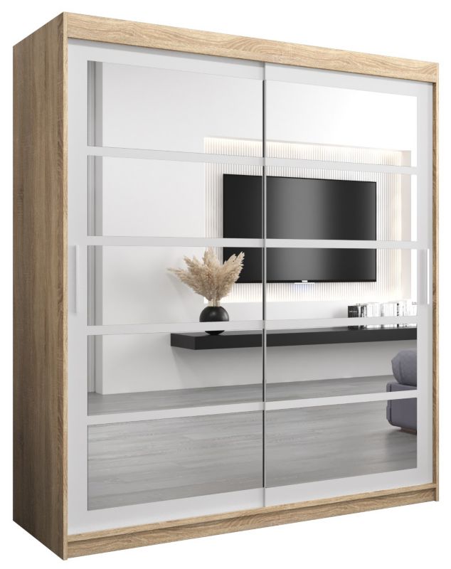 Szafa przesuwna Abiks ROMA 2 180 sonoma + biały mat 1 szt.