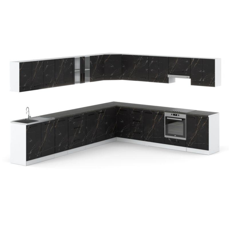 Zestaw Kuchenny Hurtownia-Mebli Z Blatem Kuchnia narożna Rossa 680cm Biały Mat San Sebastian 680x47x145 cm 1szt.