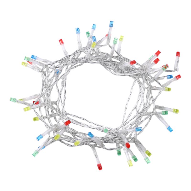 Lampki 50 LED łańcuch multikolor przezroczysty kabel