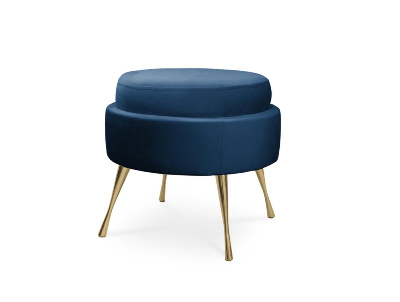 Pufa Bettso Muszelka na metalowych złotych nogach granatowy 1szt.