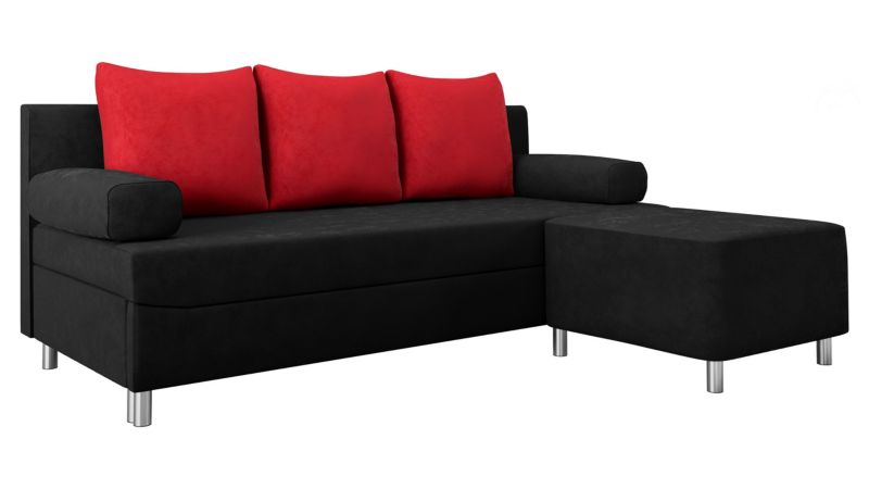 Kanapa rozkładana MIRJAN 24 Dover + pufa czarny/czerwony 1 szt.