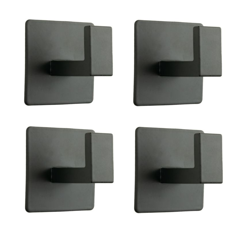 Wieszak B&B łazienkowy 4 sztuki, czarny metal, samoprzylepny 4 szt