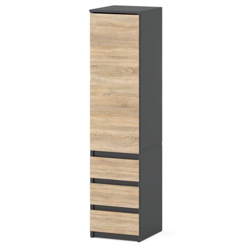 Szafa Hurtownia-Mebli Szuflady 3 Posti 40 3sz 40cm Szary Mat Dąb Sonoma 40x50x180 cm 1szt.