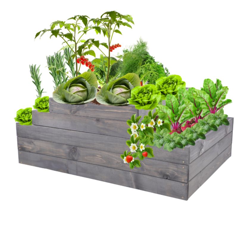 Skrzynia warzywna MODO24 kaskadowa 45x117x60 cm szare impregnowane drewno 1 szt