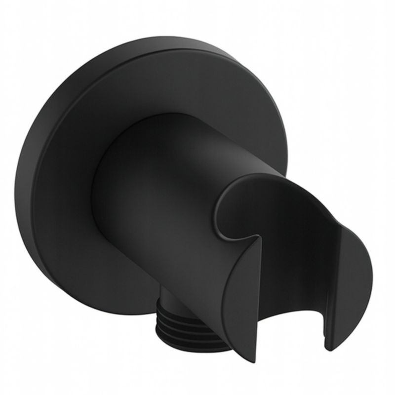 Przyłącze prysznicowe z uchwytem Estiva Round D Black czarny mat 1 szt.