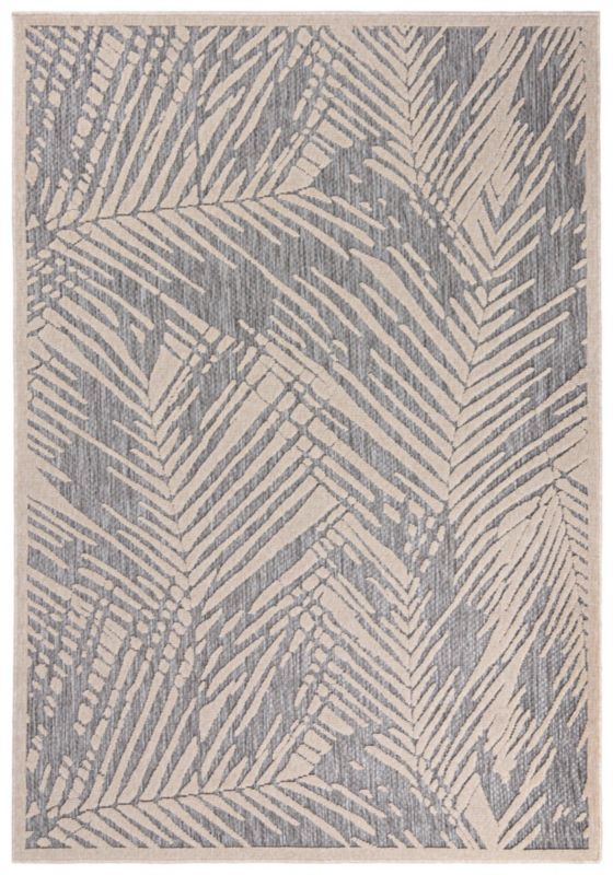 Dywan wewnętrzny/zewnętrzny Cansas BD80A prostokąt Mazovia 80x 150 cm beżowy,kremowy,szary motyw roślinny krótki włos 1 szt.