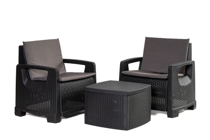 Zestaw Mebli Valeria Corciano antracytowy na taras, balkon 2 fotele+stolik 1szt.