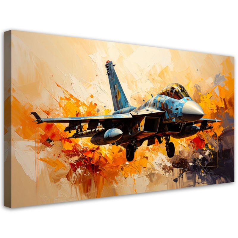 Obraz nowoczesny do biura Feeby Samolot F16 w locie 120x60cm 1szt