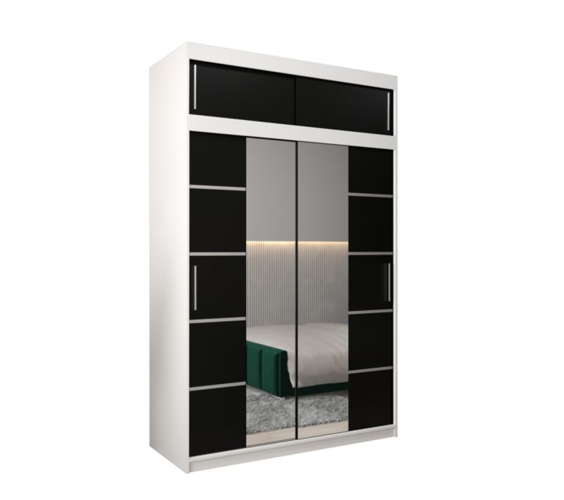 Szafa przesuwna Abiks Verona 4 150 biały + czarny z nadstawką 1 szt.