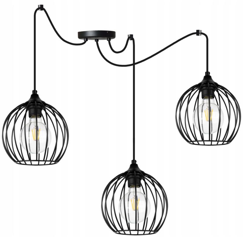 Lampa sufitowa wisząca Light Home LH Toronto Spider 3x E27 60W druciak czarny 1szt.