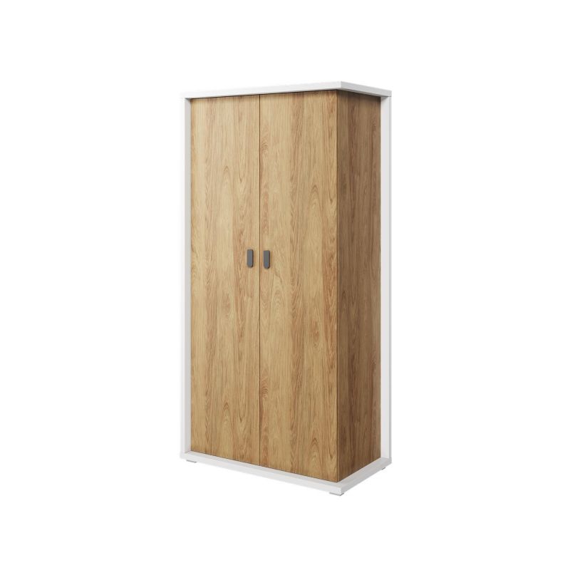Szafa dwudrzwiowa Bettso Simi z drążkiem na ubrania i półkami dąb hikora biały 1szt.