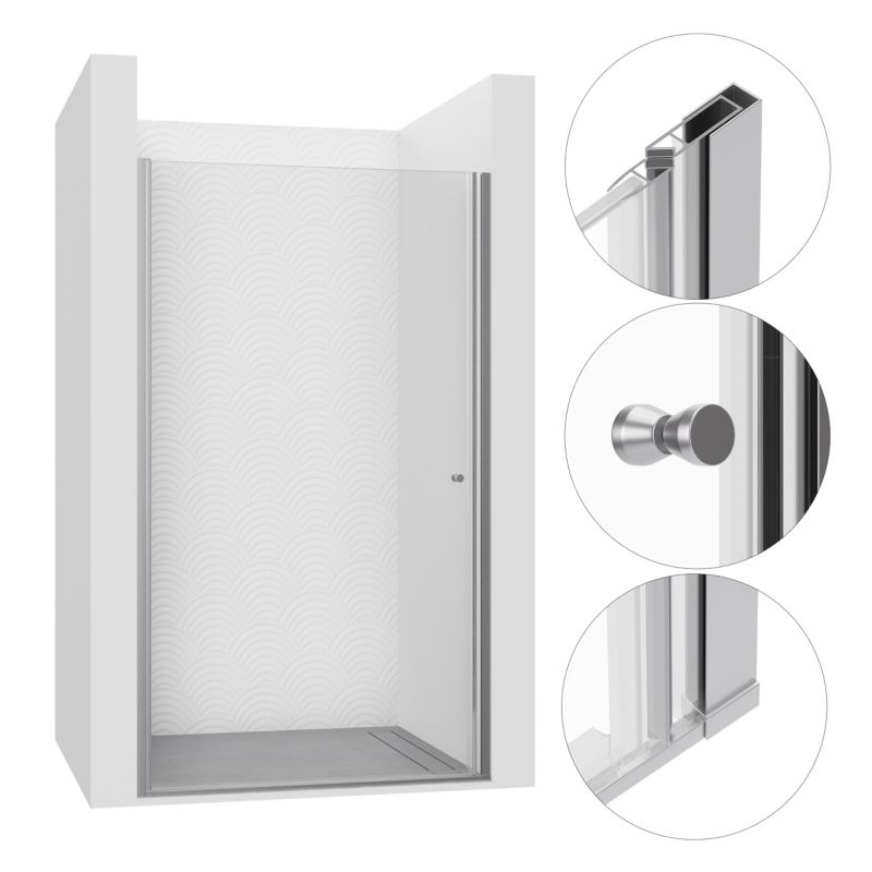 Drzwi prysznicowe SEVANTE SAKURA 90x190 uchylne do wnęki chrom 1 szt.