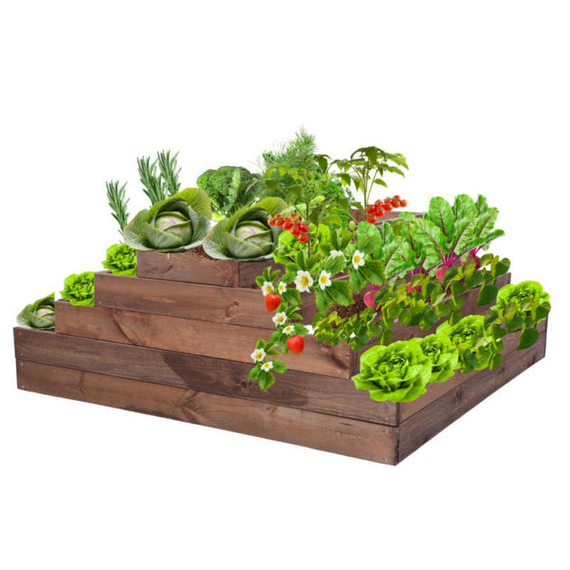 Skrzynia warzywna MODO24 kaskadowa 45x117x120 cm brązowe impregnowane drewno 1 szt