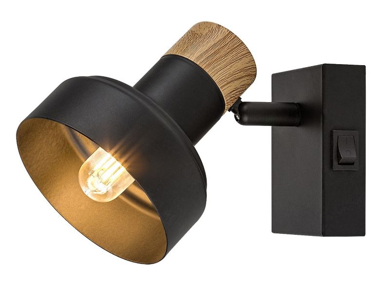 Reflektor sufitowy Rabalux Saskia czarny-dąb 1 x E14 x IP20 wym: 13 x 10 x 12 cm - 1 szt.