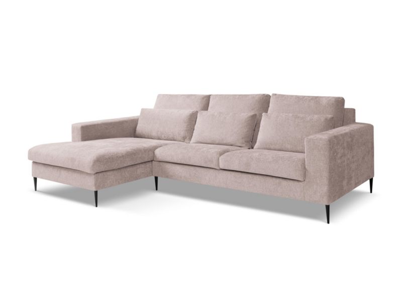 Narożnik lewy LaMiaSofa DIANO z tkaniny szenilowej 268x173 cm pudrowy róż 1 szt.